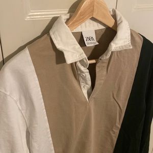 Zara Color Blocked L/S Polo Medium